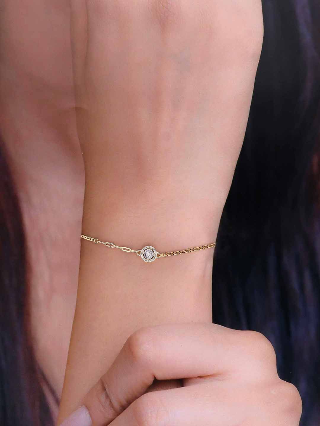

KAI JEWEL 92.5 Sterling Silver Gold-Plated Cubic Zirconia Studded Wraparound Bracelet