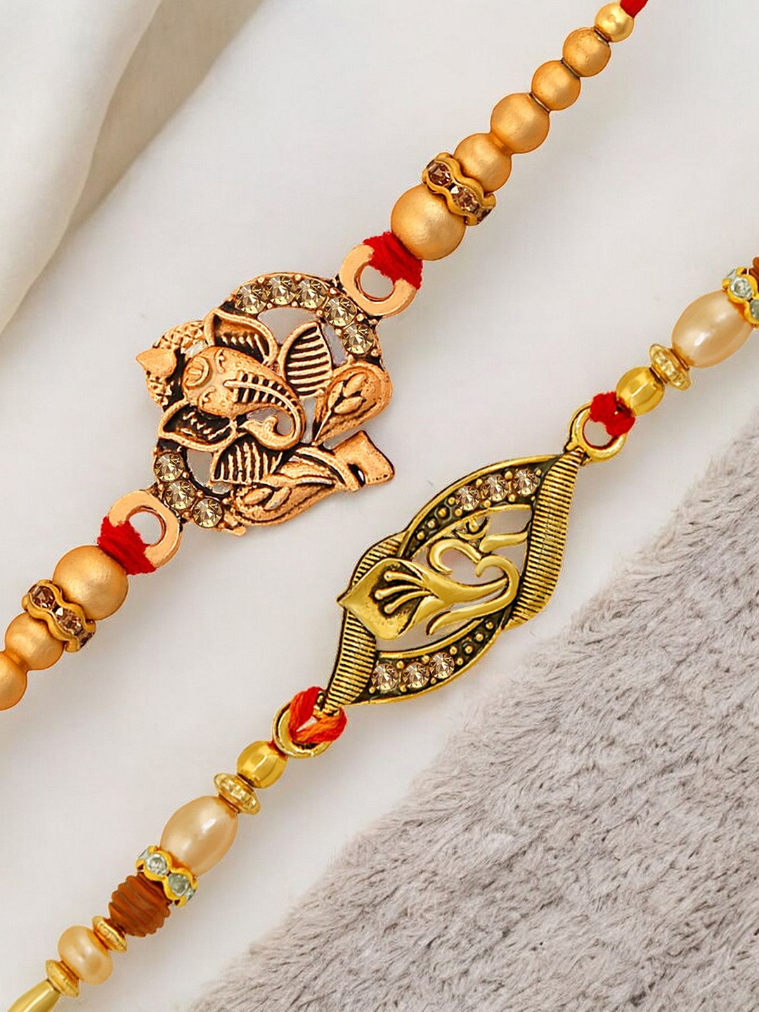 

Okos Set Of 2 Thread Rakhis, Gold
