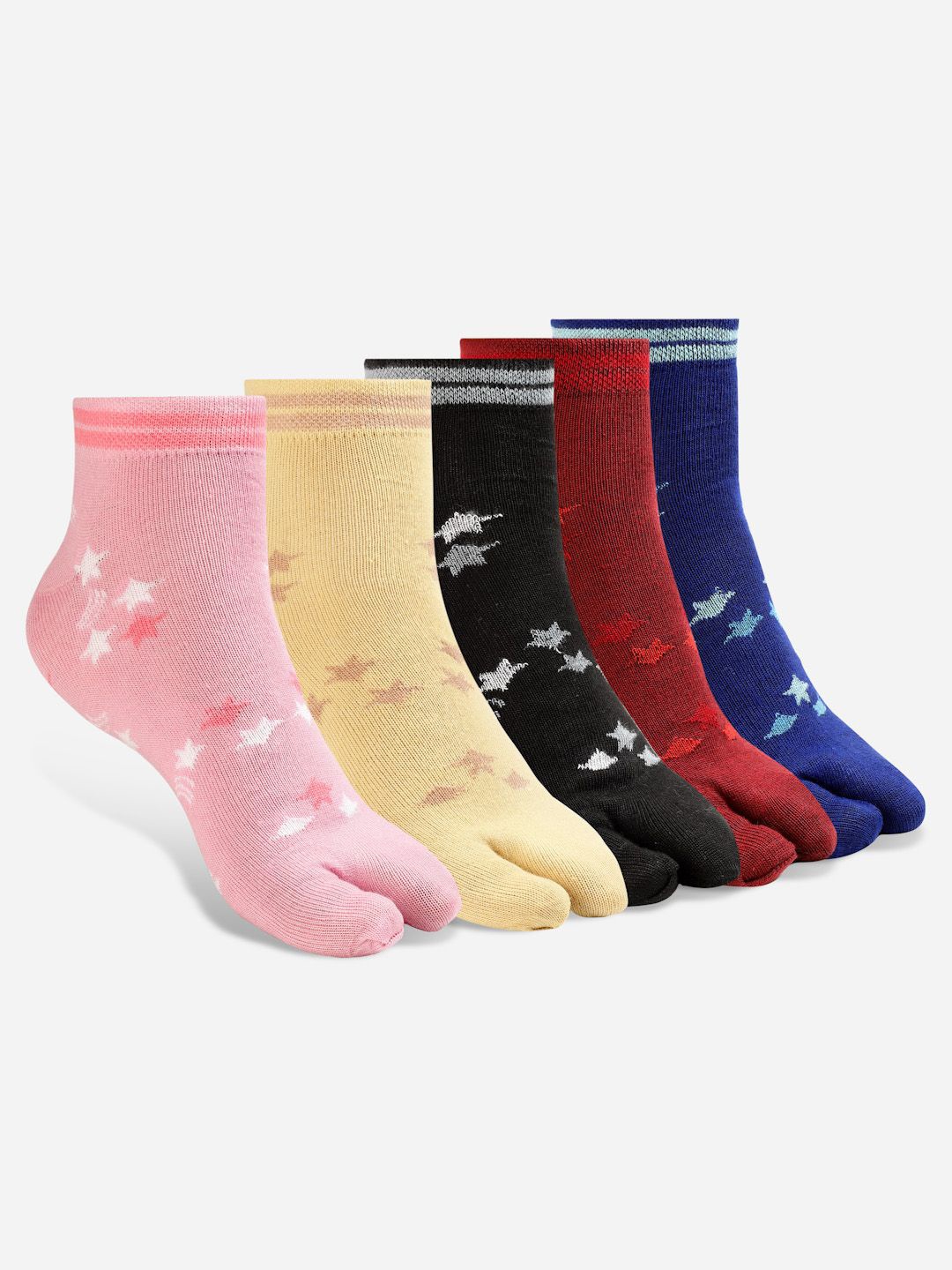 

Texlon Pack of 5 Conversational Ankle- Length Socks, Pink