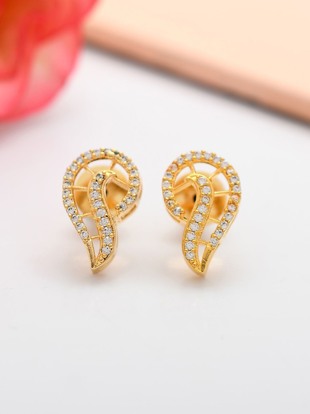 

Voylla Gold Plated American Diamond Contemporary Studs Earrings