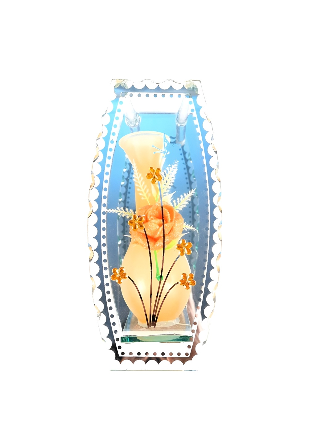 

apka mart Orange & Transparent Figurine Glass Showpiece