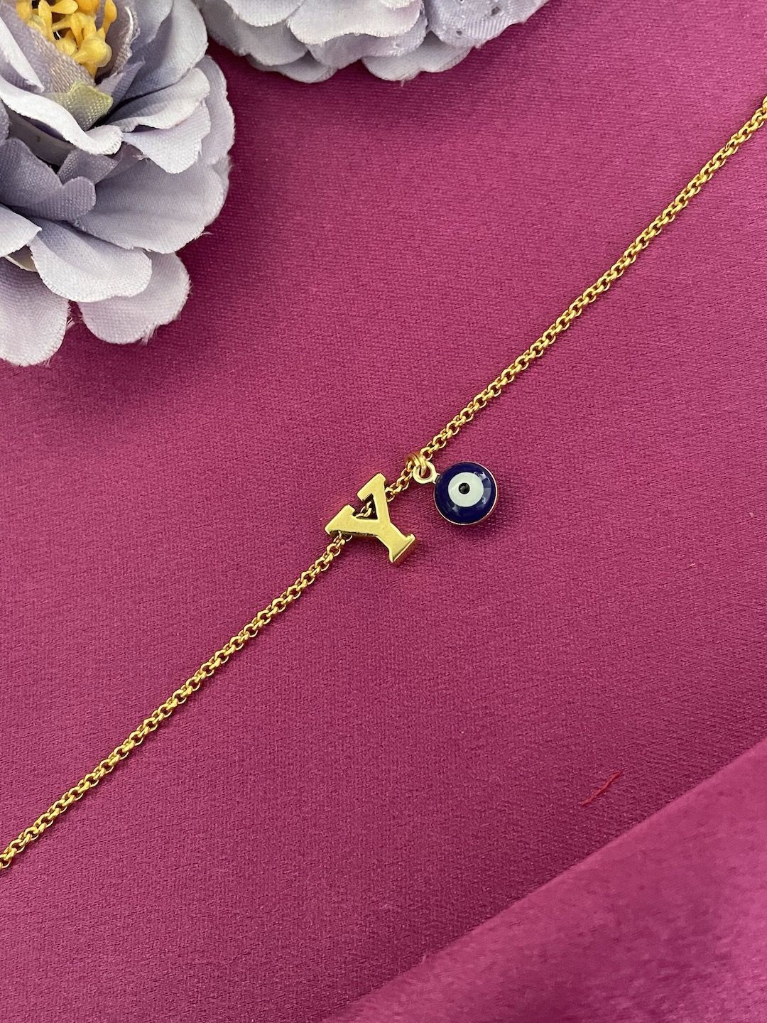 

Digital Dress Room Y Initial Evil Eye Wraparound Rakhi, Gold