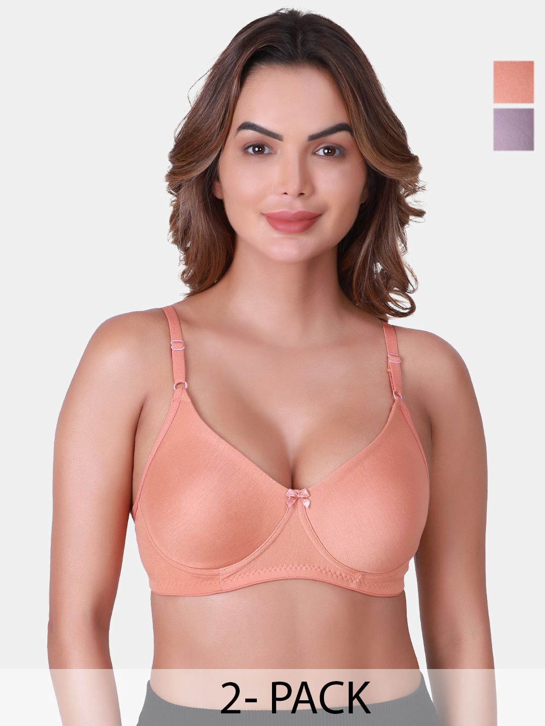 

SKDREAMS Pack Of 2 Women Medium Coverage Bra, Peach