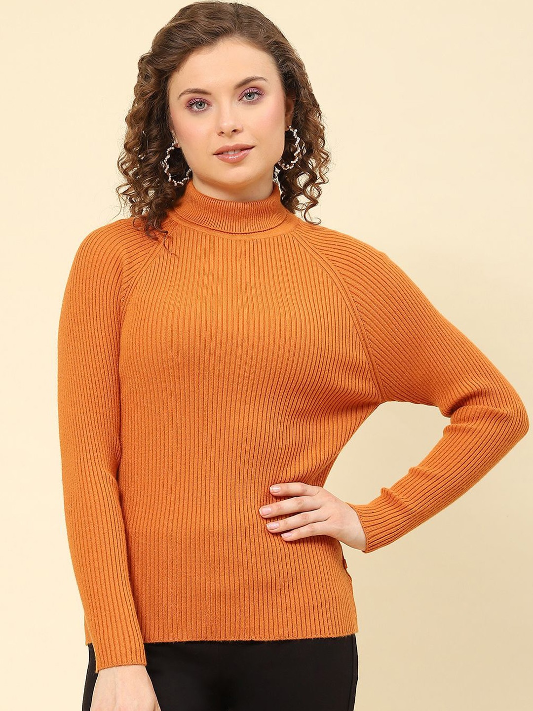 

Monte Carlo Women Ribbed Woollen Pullover, Mustard