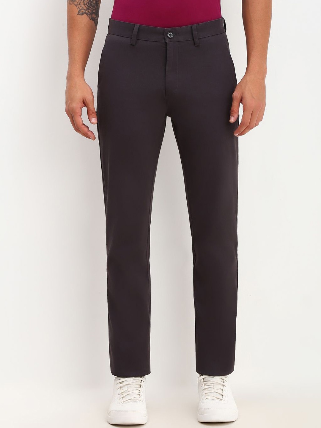 

Allen Solly Men Regular Fit Mid-Rise Flat-Front Trousers, Brown