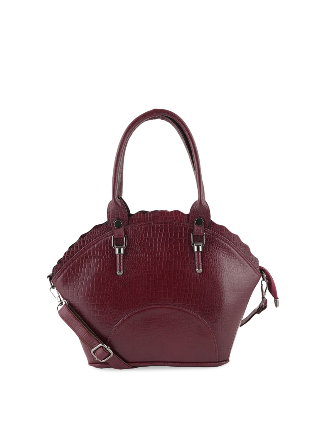 

Style Shoes Leather Bucket Shoulder Bag with Tasselled, Burgundy