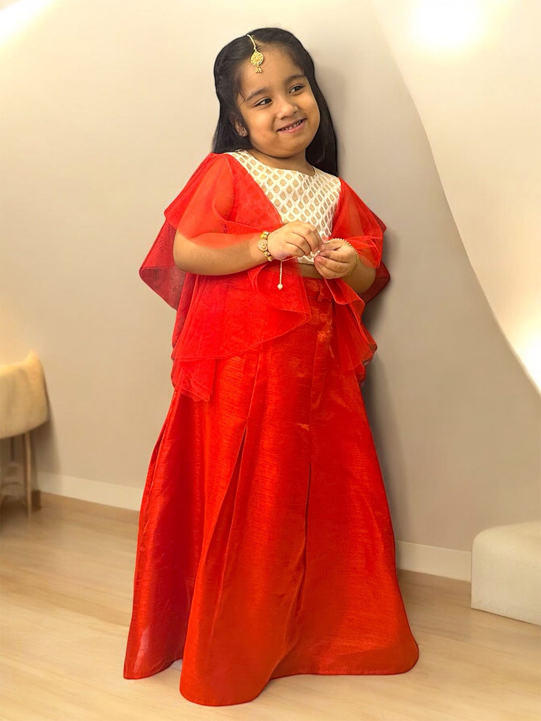 

Samsara Couture Girls Ethnic motifs Printed Ready to Wear Lehenga Choli, Red