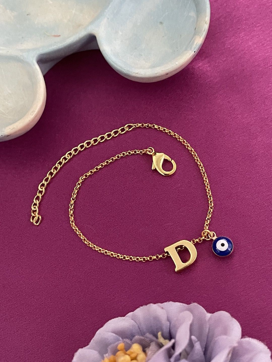 

Digital Dress Room D Initial Evil Eye Wraparound Rakhi, Gold