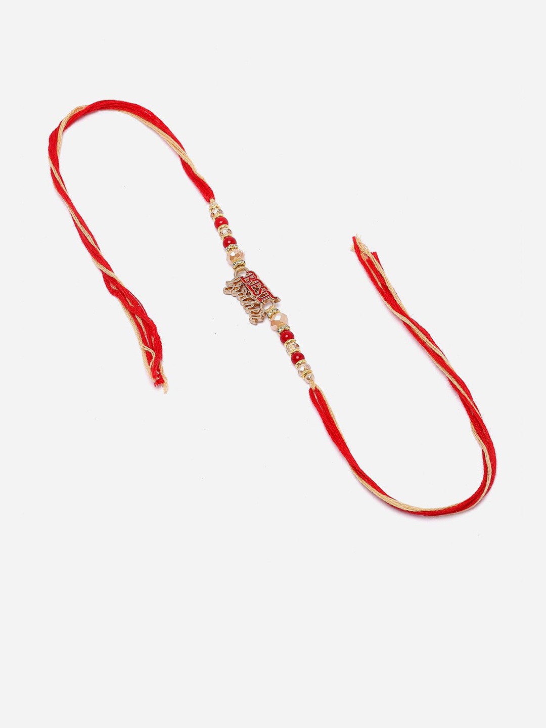 

Anouk Red Stone Studded & Beaded Thread Rakhi