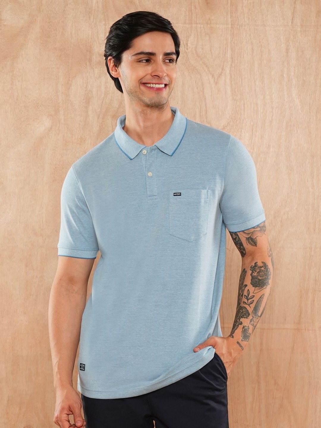 

Klub Fox Men Solid Polo Collar T-Shirt, Blue