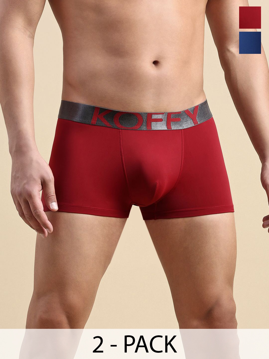 

KOFFY Pack of 2 Men Cotton Trunks KOFFY_KI52_AFBU_MRN_2PC, Blue