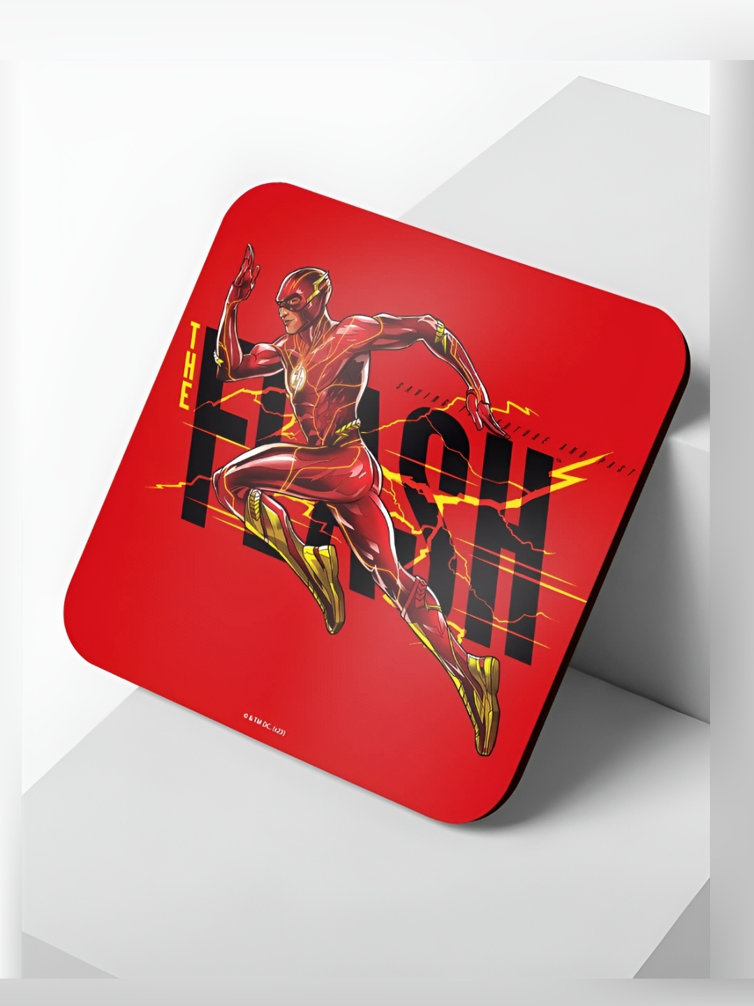 

macmerise Red & Black Electric Spark Printed Wooden Square Coaster