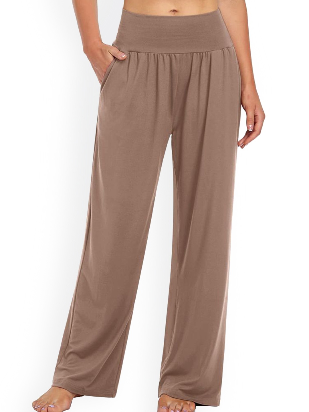 

StyleCast Women Mid Rise Loose Fit Trousers, Brown