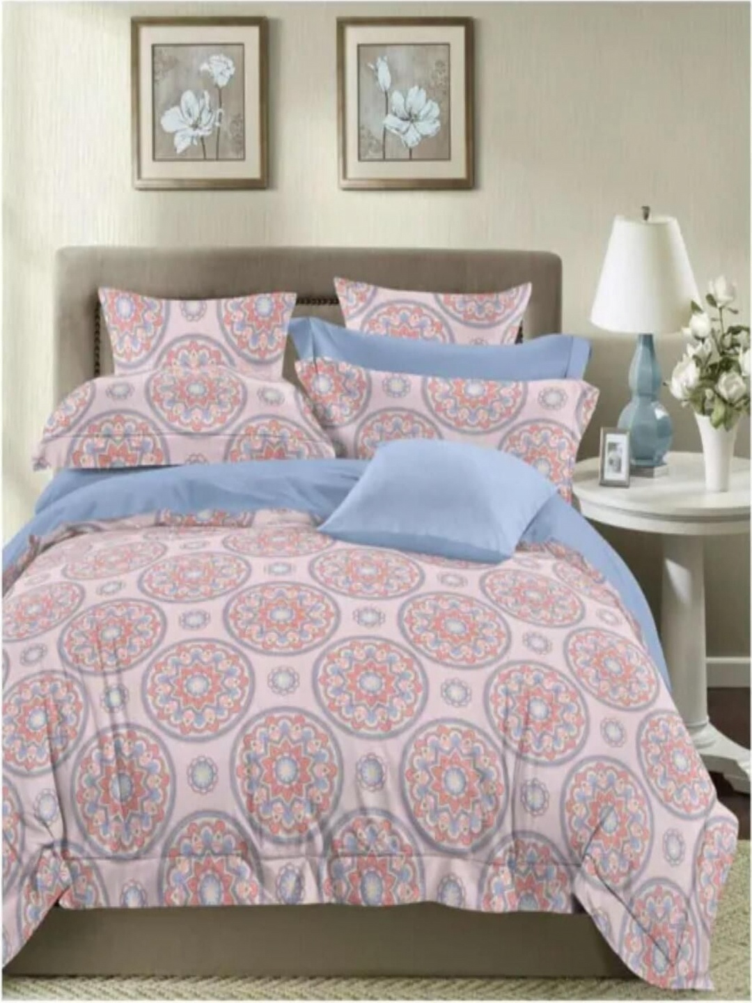 

Bedbathandbliss Pink Floral 300 TC King Bedsheet with 2 Pillow Covers