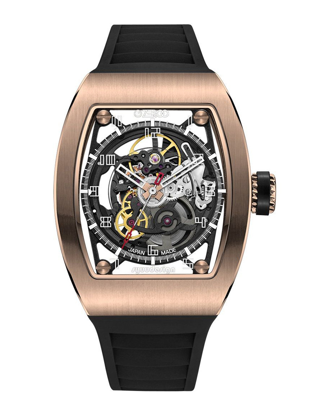 

ZEROO Unisex Printed Dial & Leather Straps Analogue Automatic Watch ZM002RBK, Black