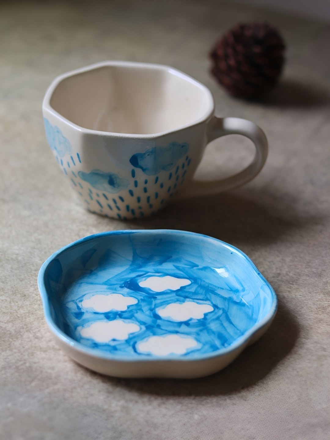 

WEAVING HOMES White & Blue 2 Pieces Printed Ceramic Dinner Set
