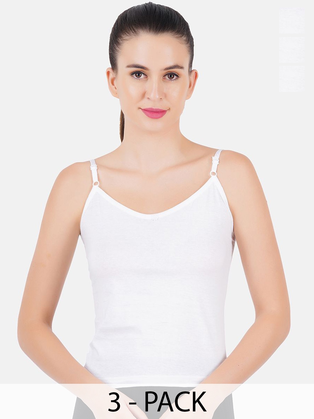 

Ramraj Pack of 3 Women Adjustable Strap Camisoles, White