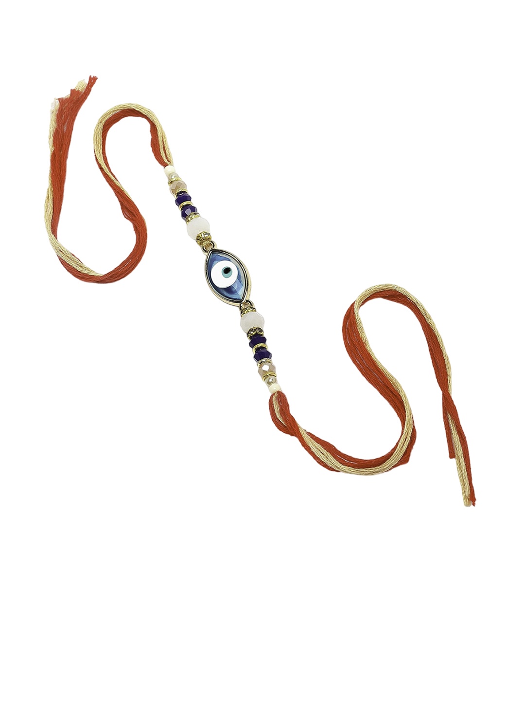 

Sangria Gold-Toned Evil Eye Beaded Thread Rakhi