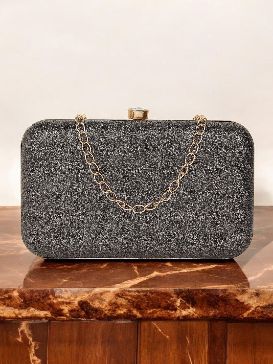 

CRUSSET Embellished Box Clutch, Grey