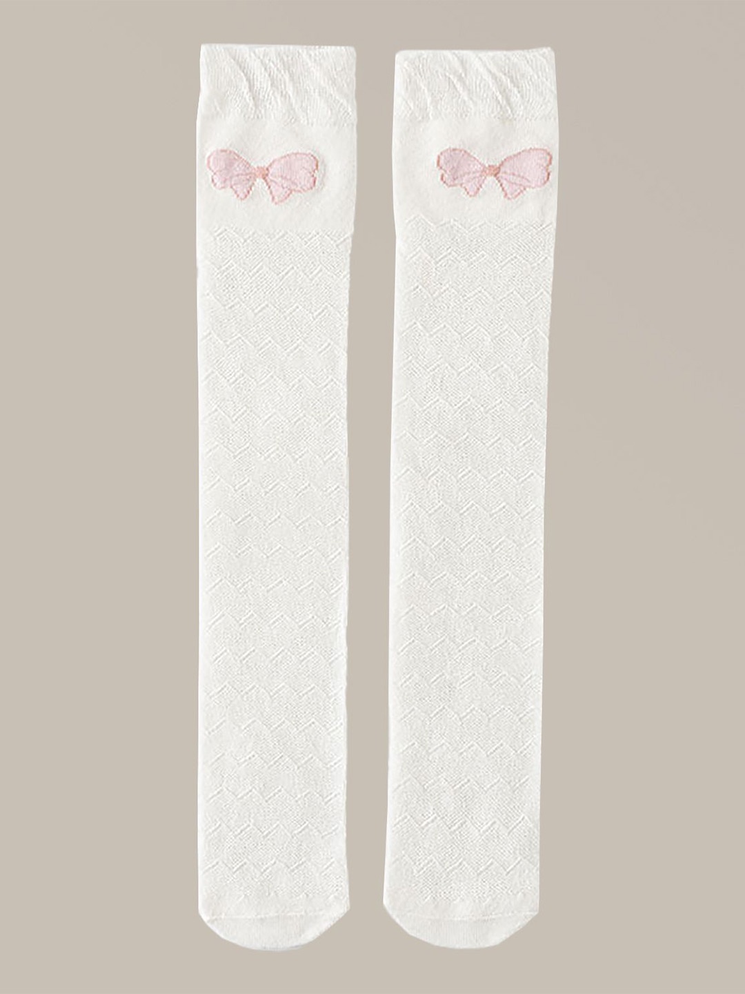 

SYGA Girls Patterned Cotton Above-Knee Length Socks, White