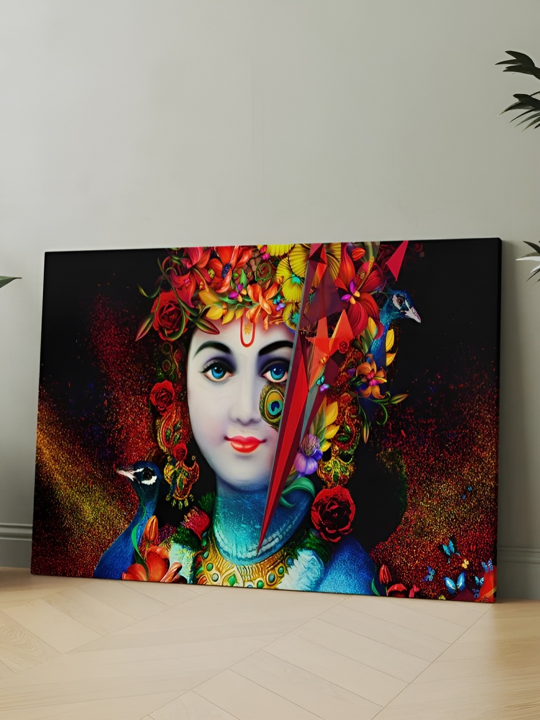 

CLAWCRAFTS Black & Blue Wooden Religious Wall Paintings