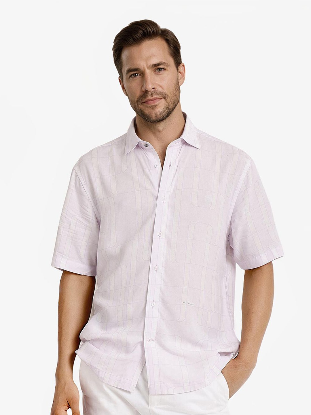 

RARE RABBIT Men Comfort Opaque Striped Casual Shirt, Lavender