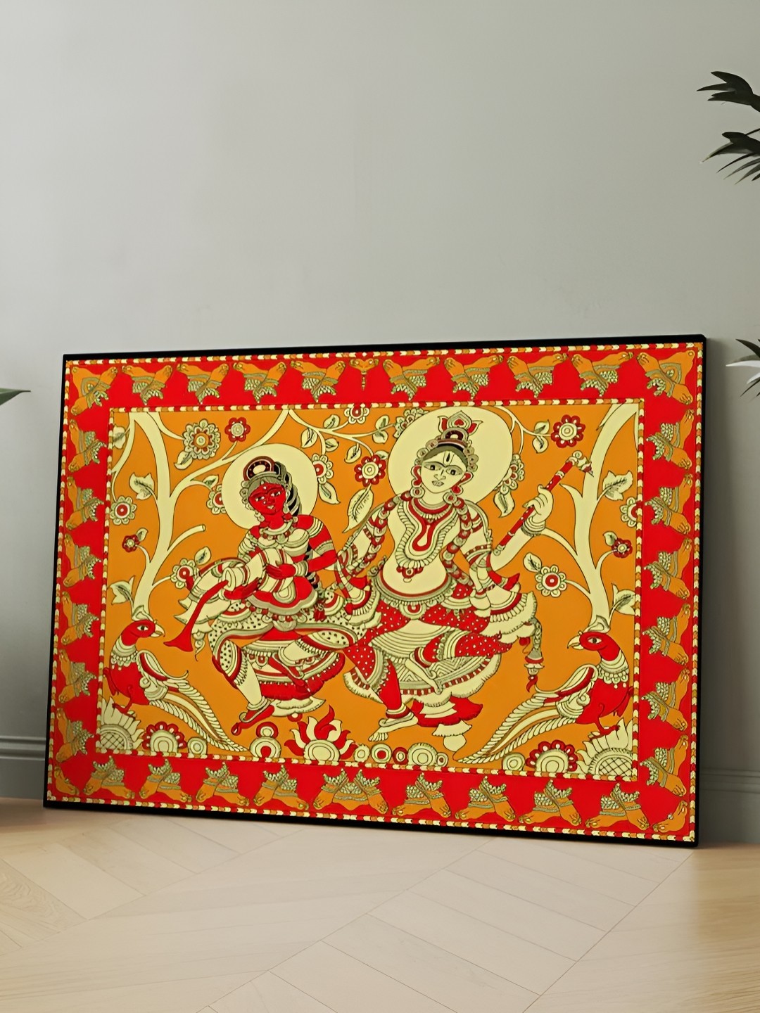 

CLAWCRAFTS Red & Yellow Wooden Wall Painting