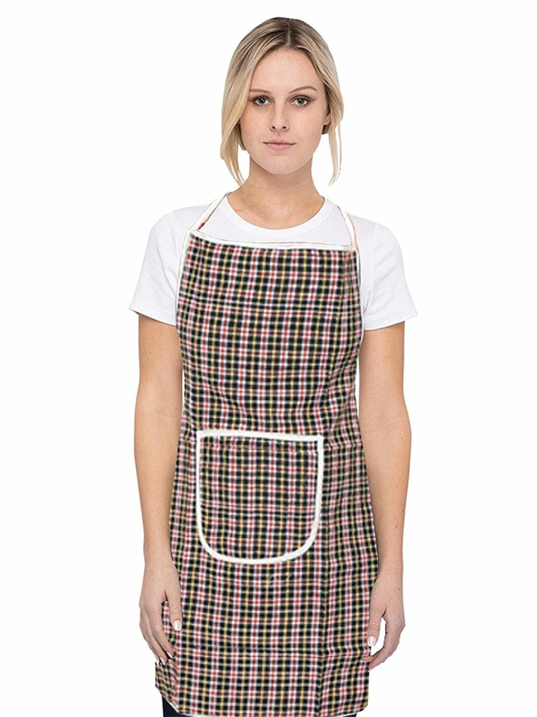 

Kuber Industries Unisex Black & Green 3 Pieces Printed Cotton Aprons