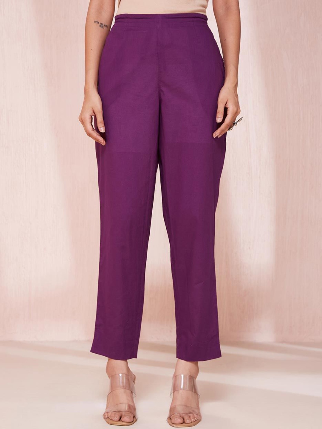 

Fabindia Women Ethnic Regular Fit Trousers, Magenta