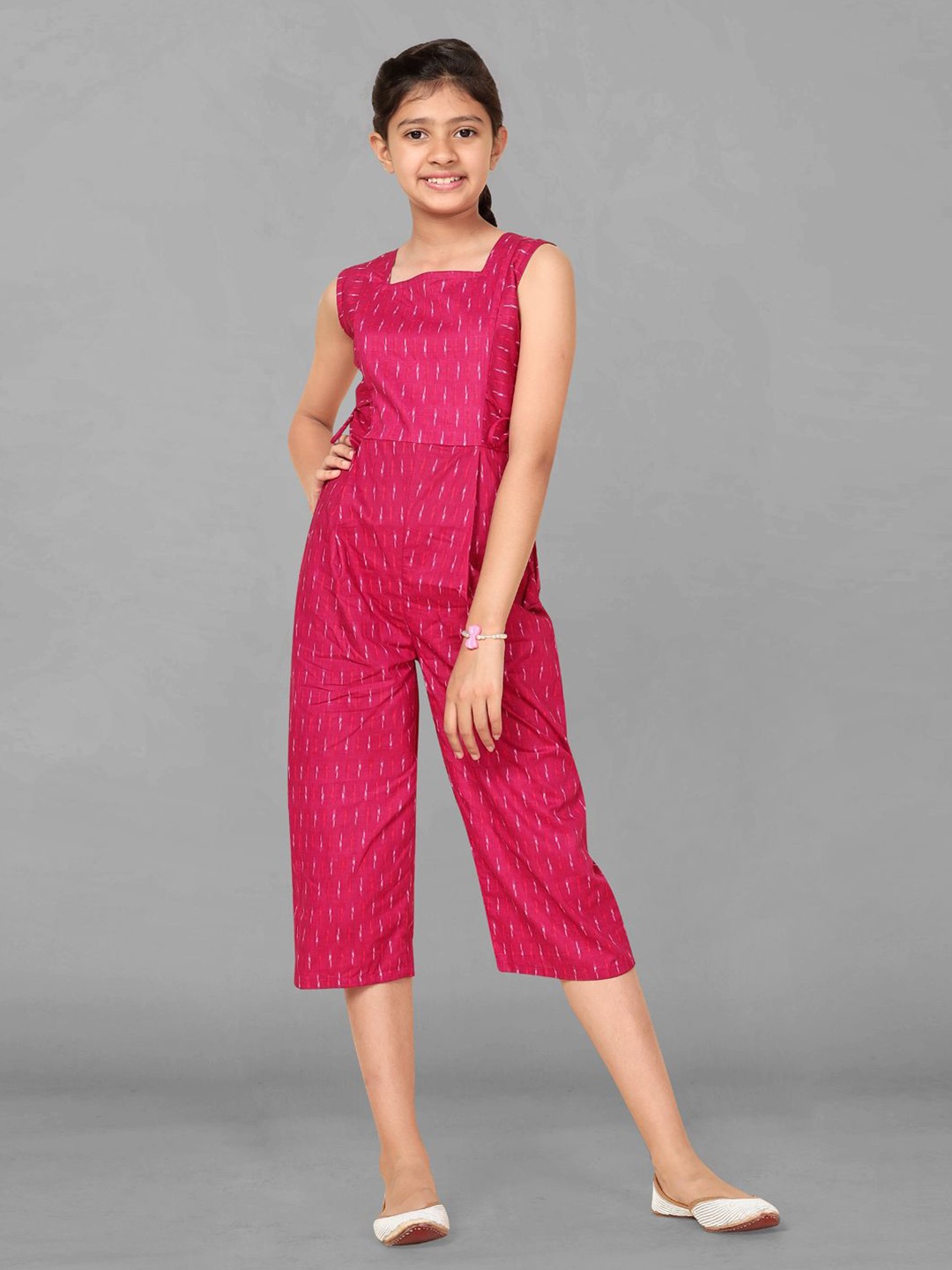 

BAESD Girls Ikat Printed Capri Calf Length Jumpsuit, Pink