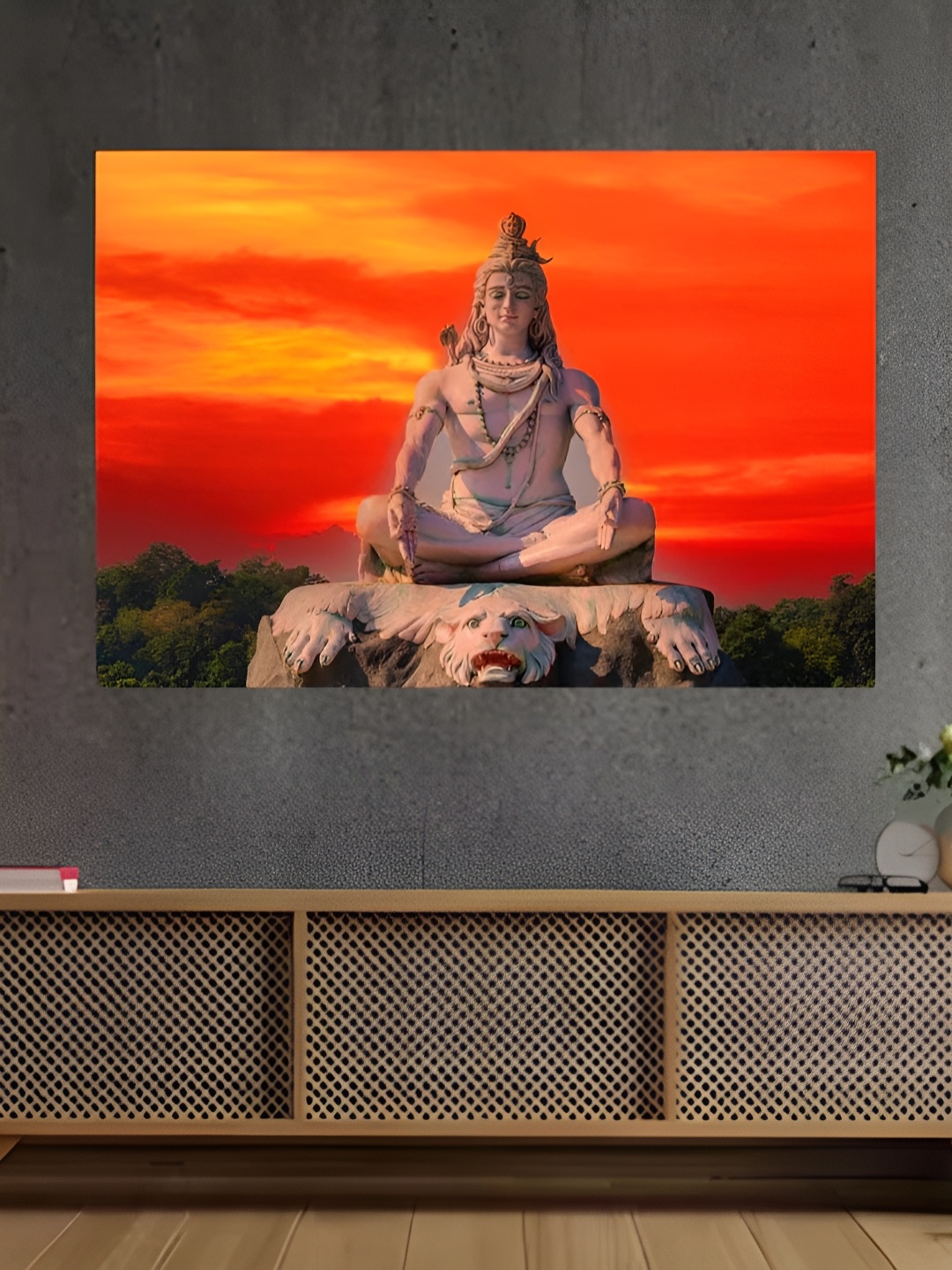 

CLAWCRAFTS Orange & Beige Wooden Religious Wall Paintings