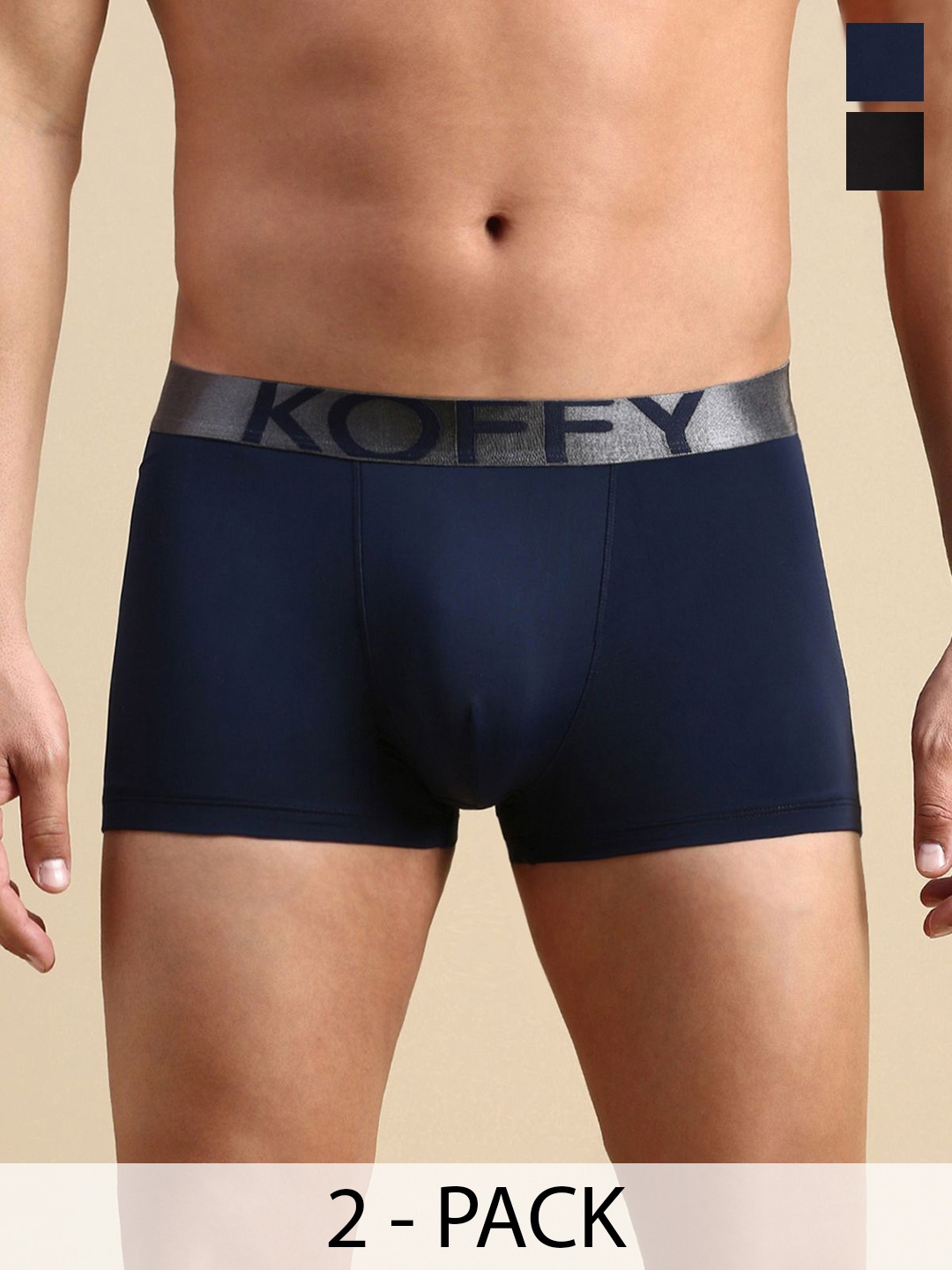 

KOFFY Pack of 2 Cotton Trunks KOFFY_KI52_NB_BRN_2PC, Navy blue