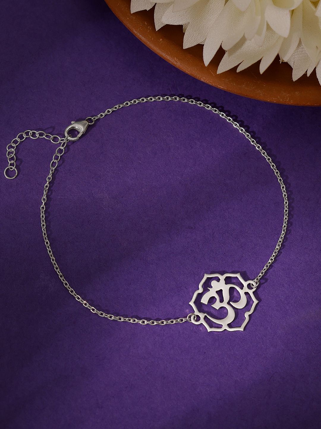 

GIVA 925 Silver Om Namo Bracelet Rakhi With Roli and Chawal