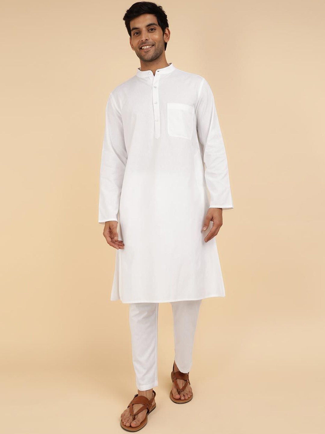 

Fabindia Straight Pure Cotton Kurta with Pyjamas, White