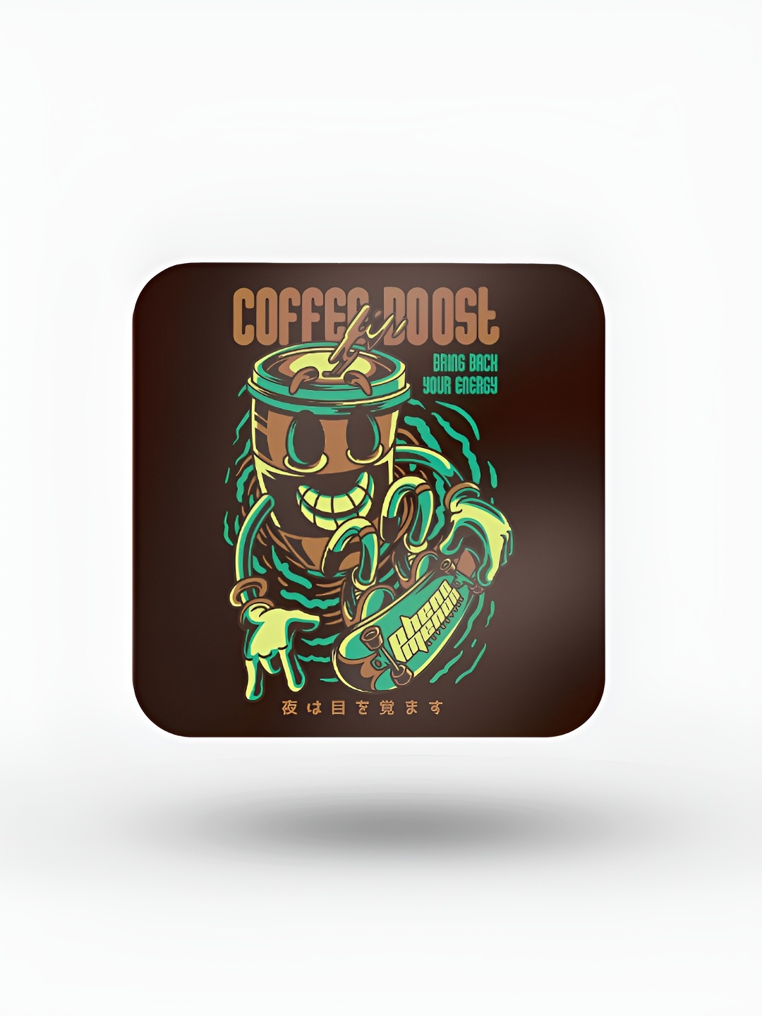 

macmerise Black & Green Printed Square Wooden Coasters