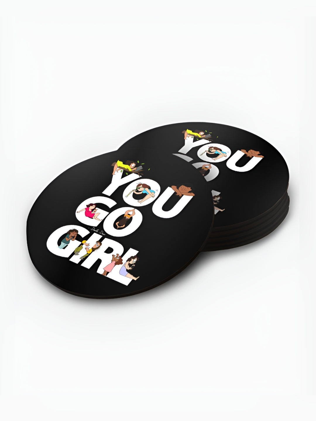 

macmerise Black & White 6 Pieces Printed Wooden Coasters