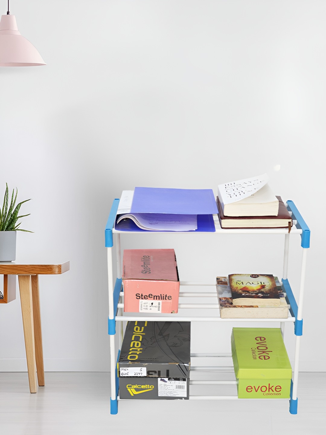 

Fabura White & Blue 3 Layer Multipurpose Shoe Rack