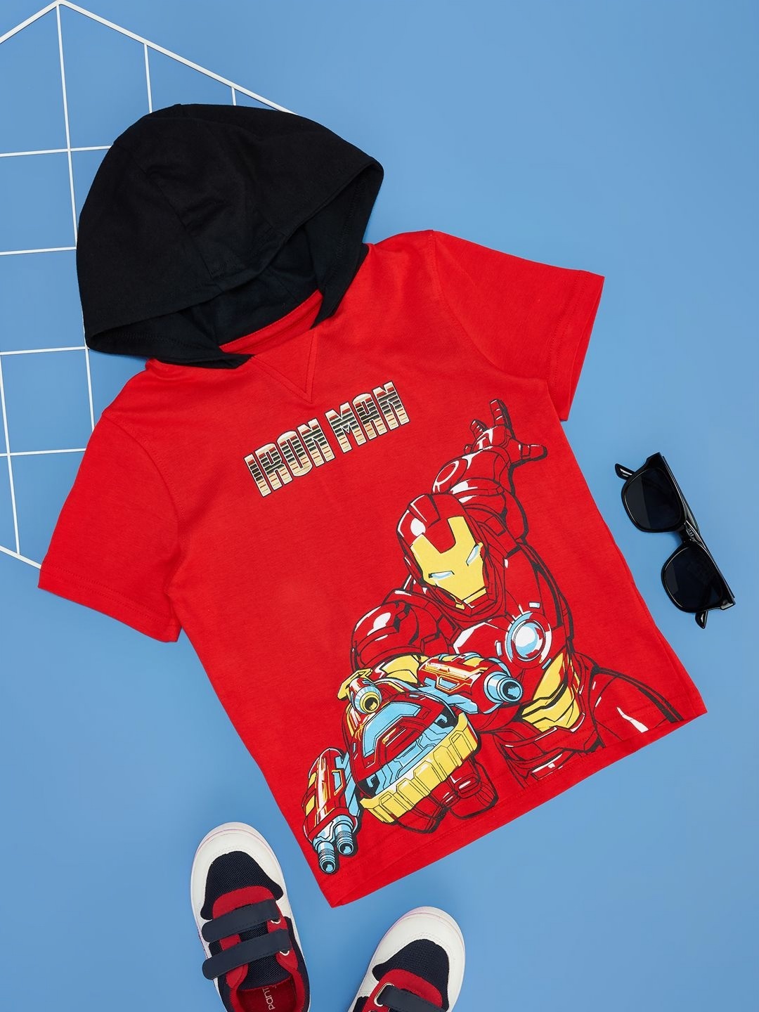 

Pantaloons Junior Boys Graphic Printed Hood Cotton T-Shirt, Red