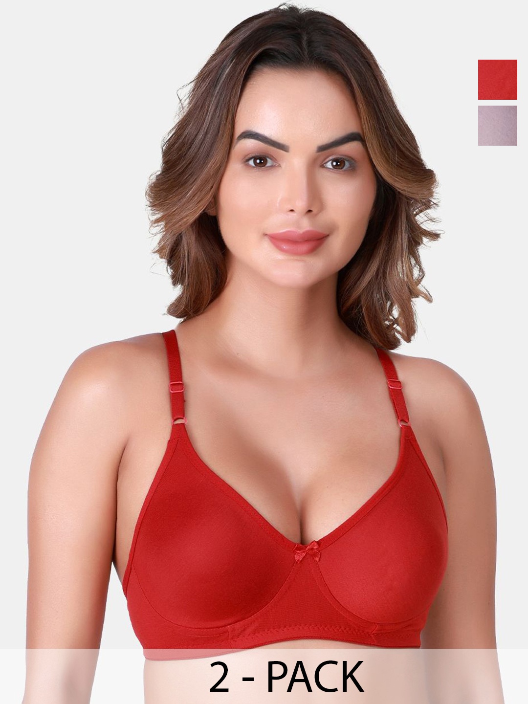 

SKDREAMS Pack of 2 Non Padded Full Coverage Bra, Maroon