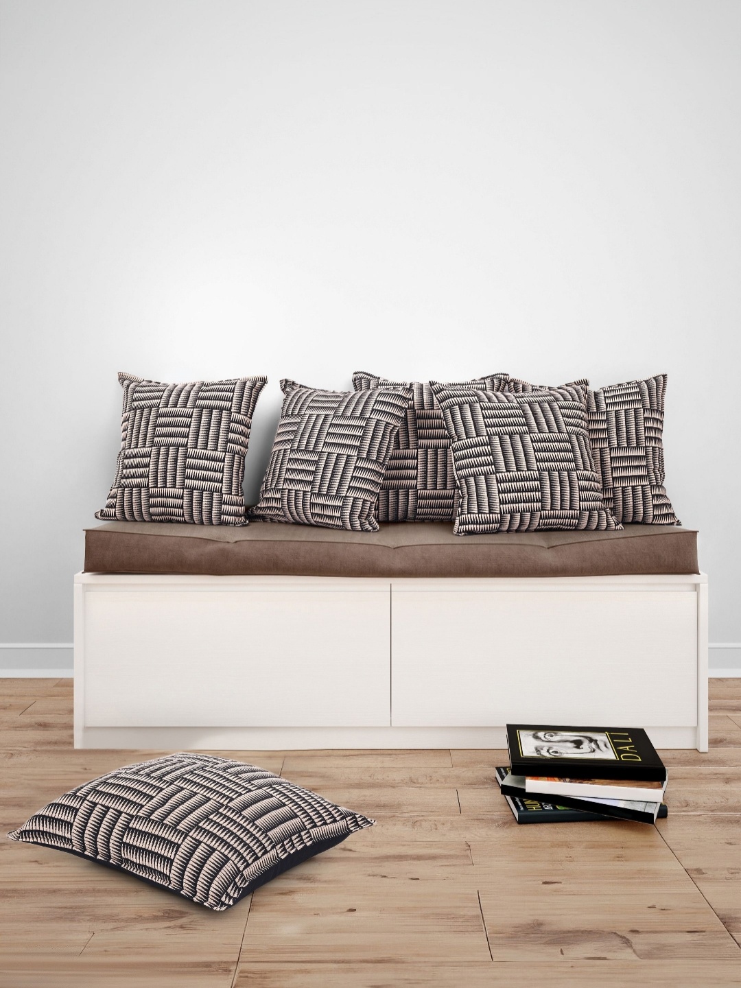 

Fashionhub Black & Beige 6 Pieces Geometric Cotton Square Cushion Covers