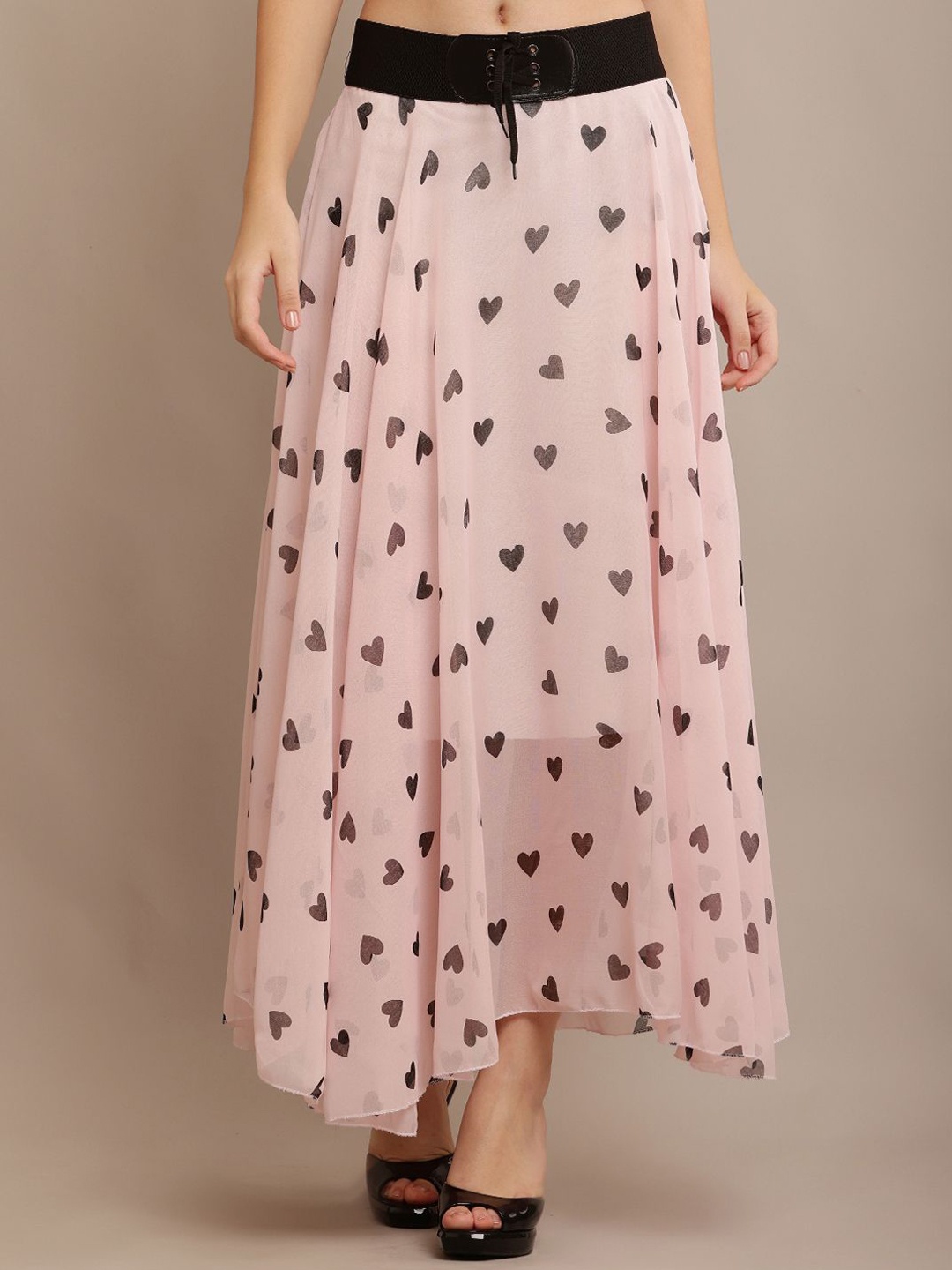 

Raabta Fashion Georgette Printed Flared Maxi Skirt, Peach
