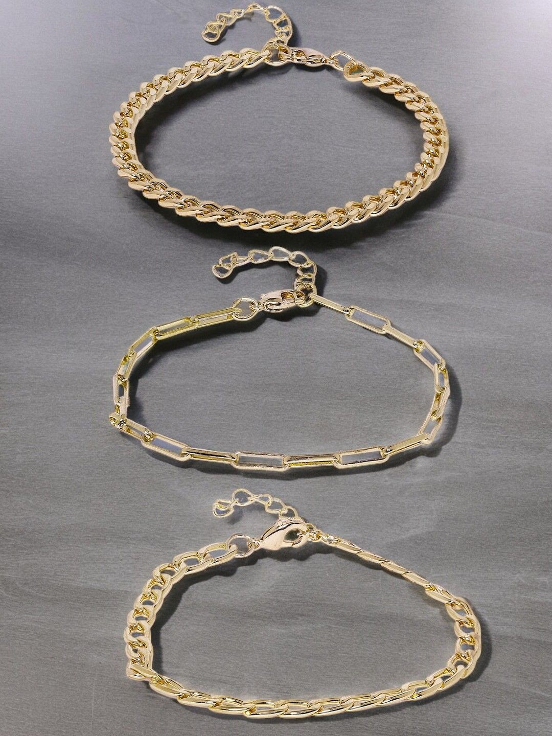 

DressBerry Gold Toned Set Of 3 Link Bracelets