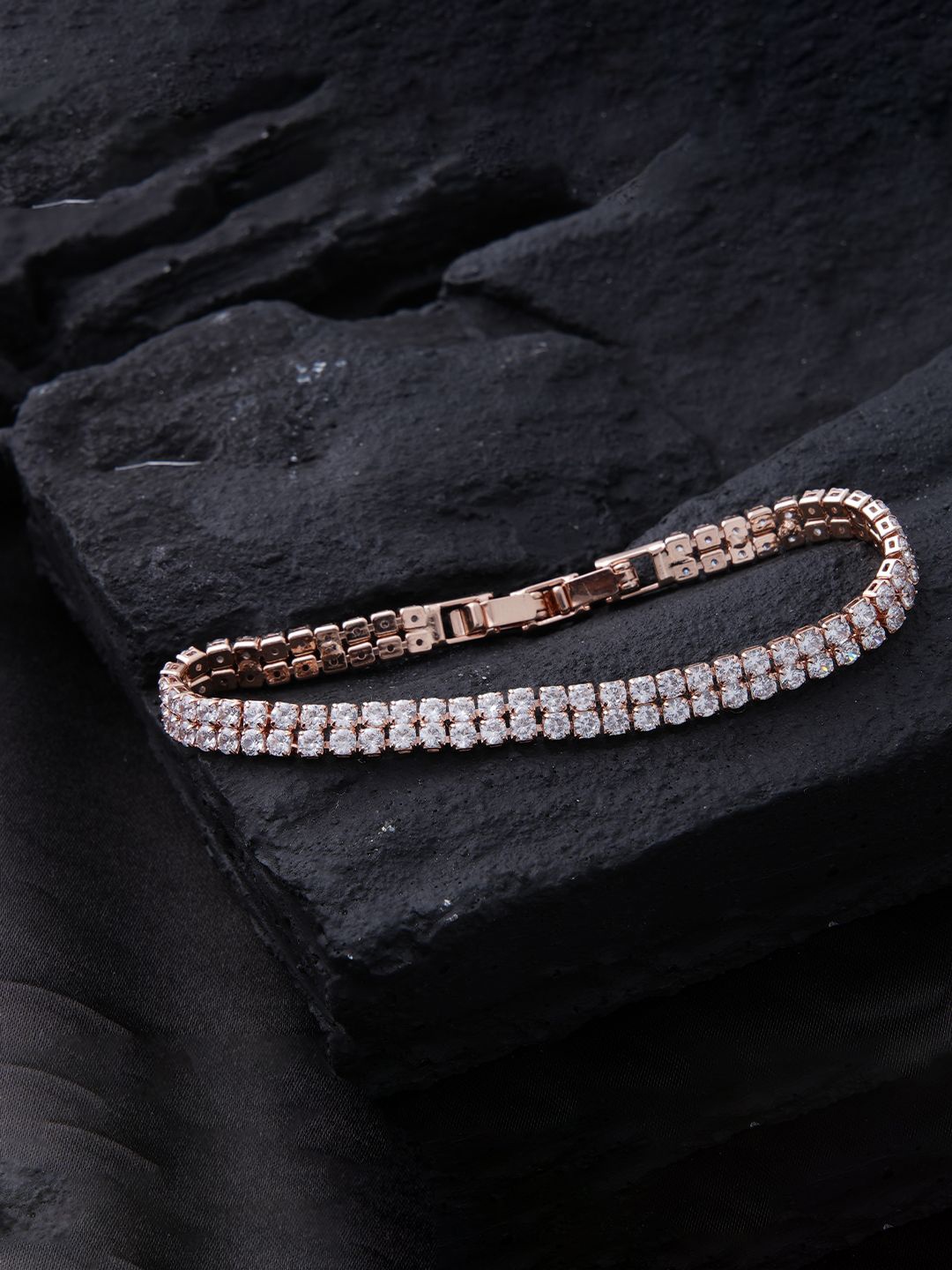 

SWASHAA Regina Diamond Men Rose Gold-Plated Wraparound Bracelet