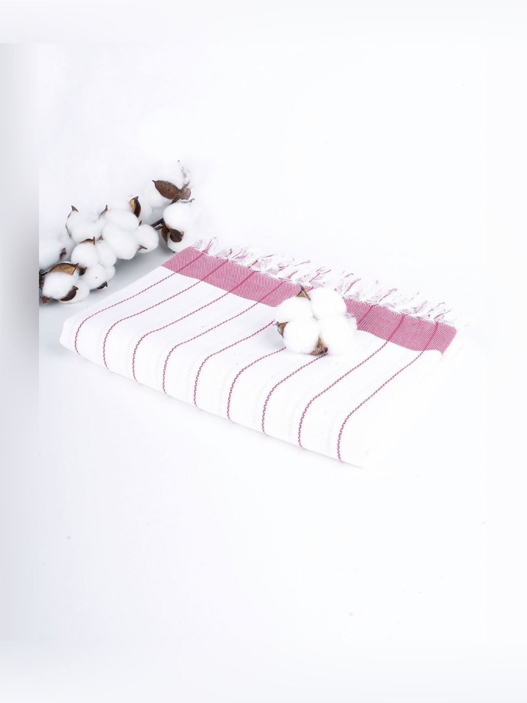 

Thirsty Towel White & Pink Striped Pure Cotton 225 GSM Cambric Bath Towel