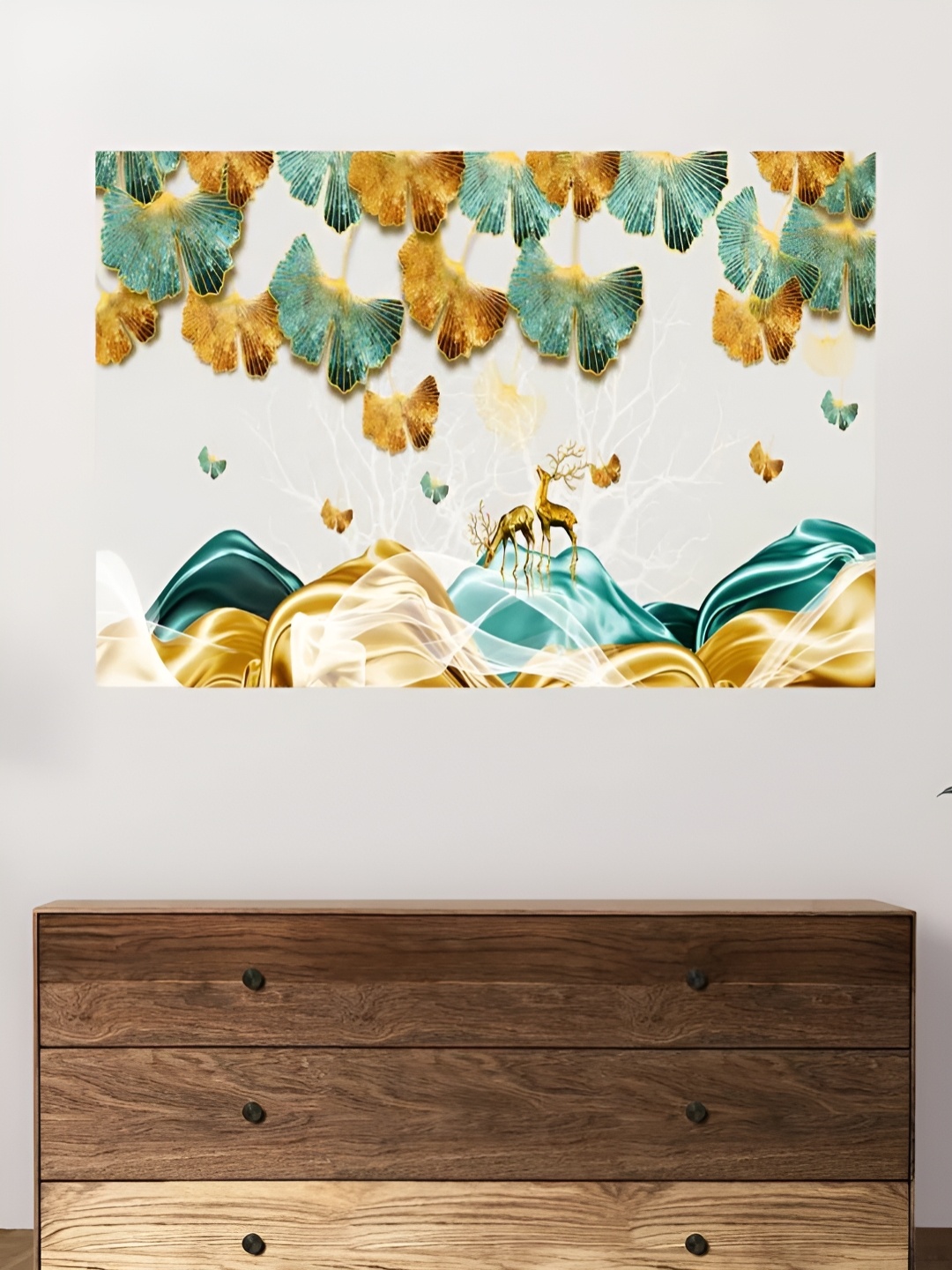 

CLAWCRAFTS Green & Gold Toned Canvas Painting Wall Art