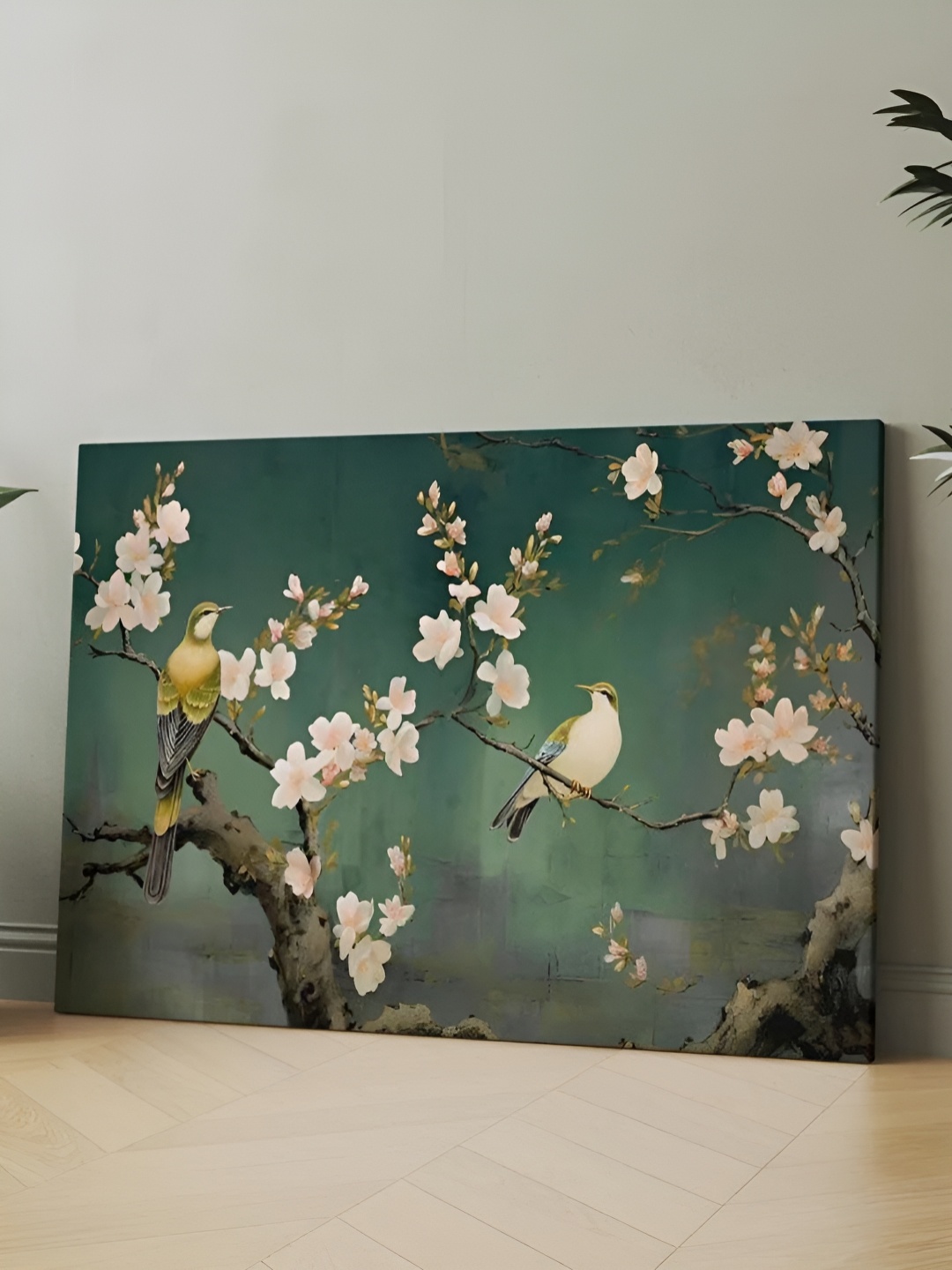 

CLAWCRAFTS Green & White Floral Wooden Wall Art
