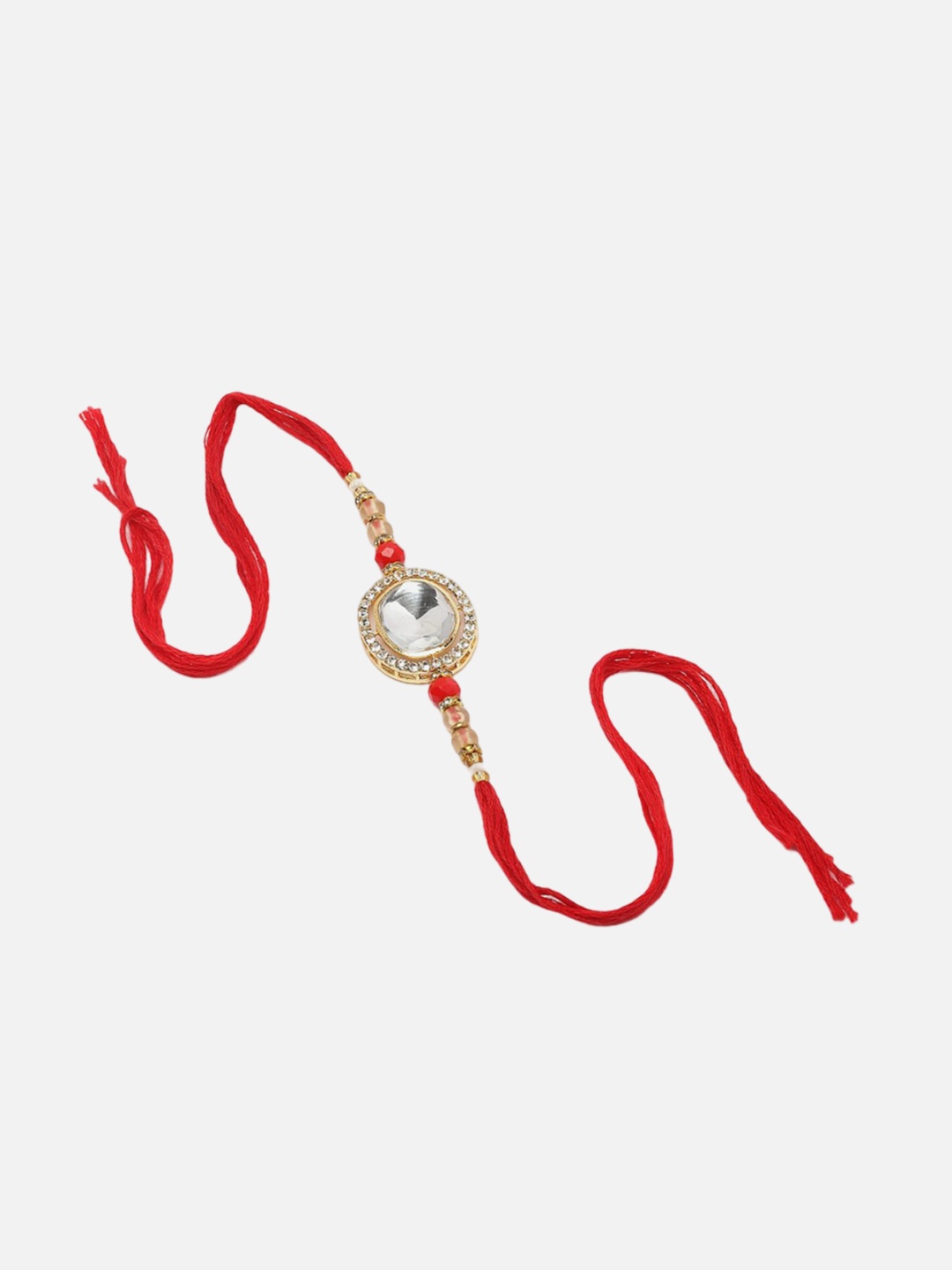 

Anouk Set Of 2 Gold-Plated Kundan Studded & Beaded Lumba Thread Rakhi