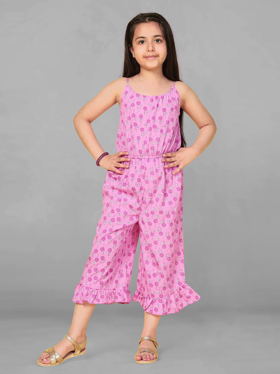 

BAESD Girls Floral Printed Capri Jumpsuit, Purple