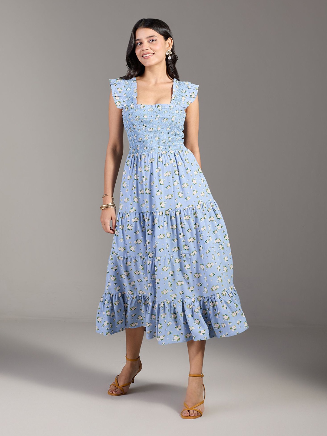 

20Dresses Floral Printed Empire Midi Dress, Blue