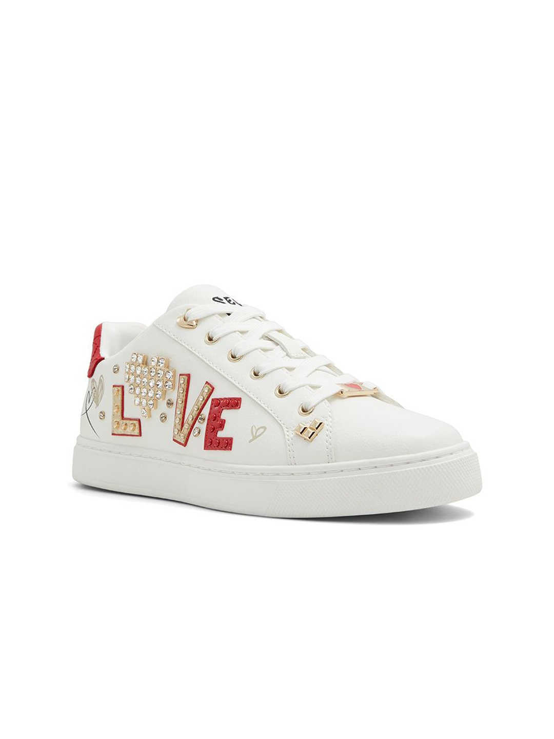 

ALDO Women Embellished Synthetic Sneakers, White